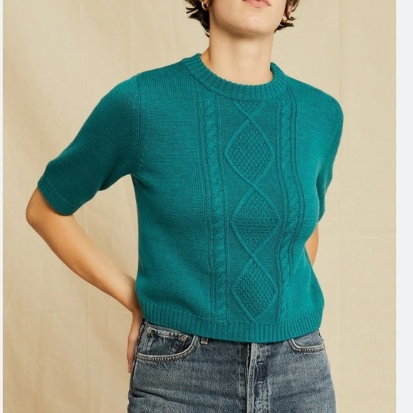 Amour Vert Jude Short Sleeve wool Sweater in Jadeite Size XS - Picture 1 of 8